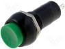 PS11BGN - Switch push button 1 position SPST NO 1A/250VAC green &Oslash;12mm