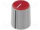Knob with pointer ABS Shaft d 6mm &Oslash;15.3x18mm grey Cap red
