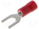 Fork terminal M4 &Oslash; 4.3mm 0.5&divide;1mm2 crimped for cable red