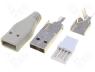 Plug, USB A, for cable, soldering, with cover