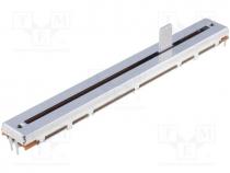 Potentiometer slide, 100kΩ, 500mW, THT, ±20%, logarithmic, 200VAC