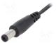 Cable, wires, DC 5,5/2,1 plug, straight, 0.5mm2, black, 0.25m