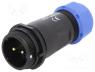 SP2111/P2I - Plug, male, SP21, PIN 2, IP68, 4.5....7mm, soldering, for cable, 500V