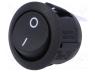 ROCKER, 1-position, SPST, OFF-(ON), 10A/250VAC, black, none, 50mΩ