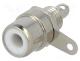Socket, RCA, female, straight, soldering, brass, nickel plated