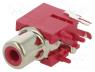 KEYS971 - Socket, RCA, female, angled 90°, THT, brass, nickel plated, on PCBs