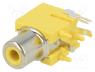 KEYS973 - Socket, RCA, female, angled 90°, THT, brass, nickel plated, on PCBs