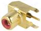 KEYS937 - Socket, RCA, female, angled 90°, THT, brass, gold-plated, on PCBs