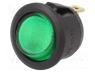 R13-112B-02-BG - ROCKER, SPST, Pos  2, OFF-ON, 20A/14VDC, green, LED 14VDC, 50mΩ