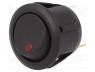 R13-112B2-02-BBR - ROCKER, SPST, Pos  2, OFF-ON, 20A/14VDC, red, LED 14VDC,point, 50mΩ