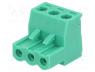 TBW-5-3P-GN - Pluggable terminal block, 5mm, ways  3, straight, plug, female