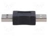Adapter, USB 2.0, USB A plug,both sides, nickel plated, black