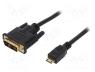 CHM002 - Cable, DVI-D (18+1) plug,mini HDMI plug, 1m, black