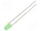 LED, green, 3mm, 750÷1120mcd, 70°, Front  convex, 2.8÷3.6VDC