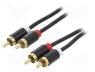 Cable, RCA plug x2,both sides, 1m, Plating  gold-plated, black