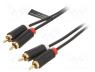 Cable, RCA plug x2,both sides, 1m, Plating  gold-plated, black